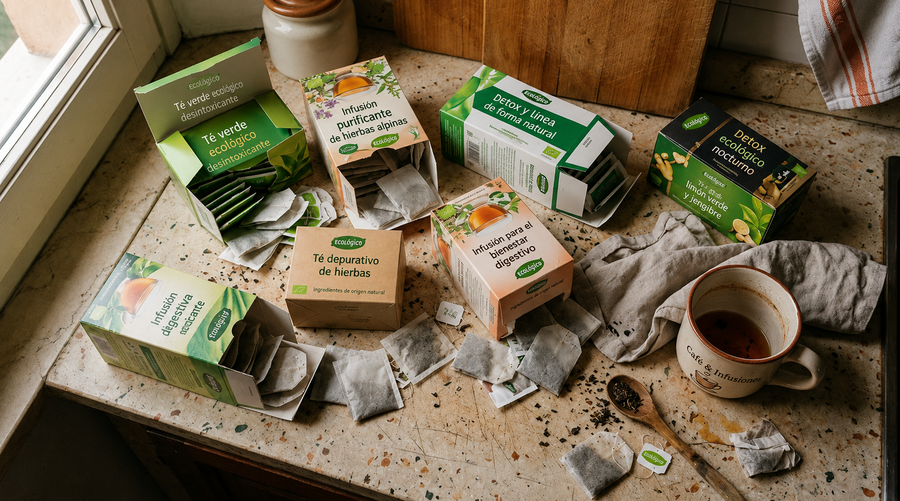 Infusiones drenantes sobre la mesa
